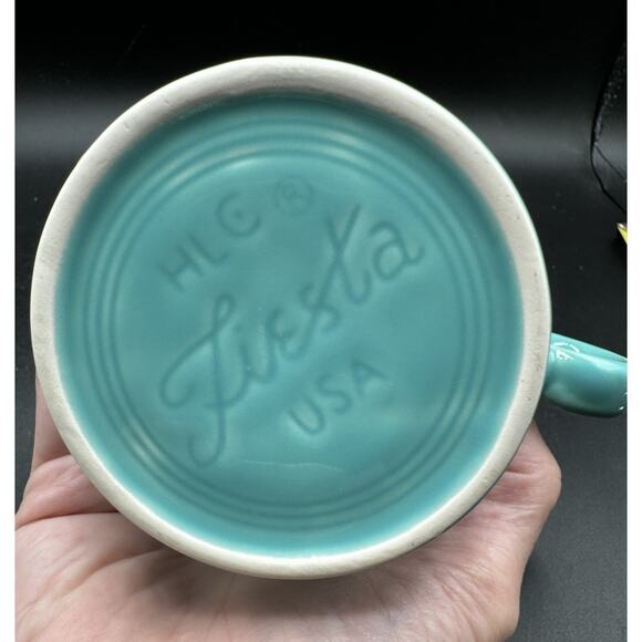 Fiestaware Fiesta HLC Ring Handle Cup Mug Turquoise Homer Laughlin USA -S1L - Picture 8 of 8